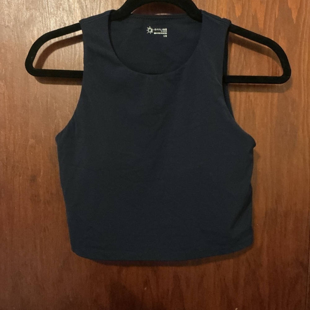 Navy Blue High Neck Longline Sports Bra - Picture 2 of 10